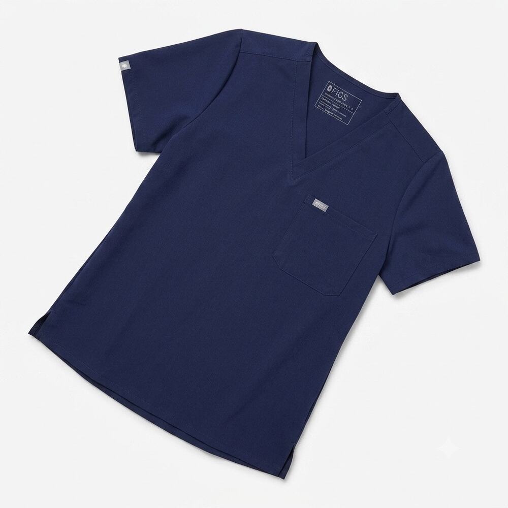FIGS Catarina One Pocket Scrub Top Blue PO 3182 Nursing Medical Womens Small